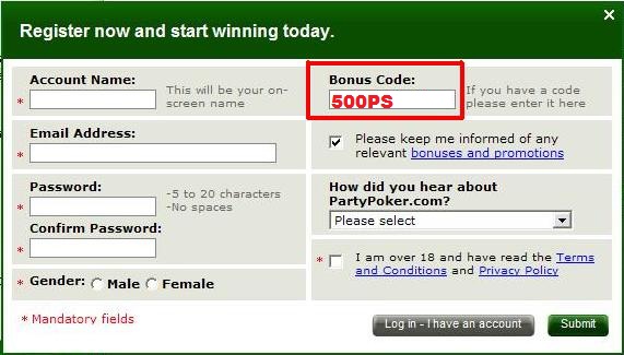 Party Poker Bonus Code